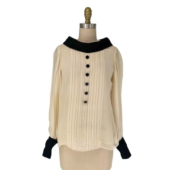 Robert Rodriguez Silk Chiffon Pleated Blouse Womens size 4 - Picture 12 of 12